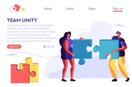 Metaphor Shape, Teamwork Object. Cooperation Jigsaw. Partnership, Blue Partner Connection. Concept for Web Banner, Infographics, Hero Images. Flat Vector Illustration Isolated on White Background.のイラスト素材