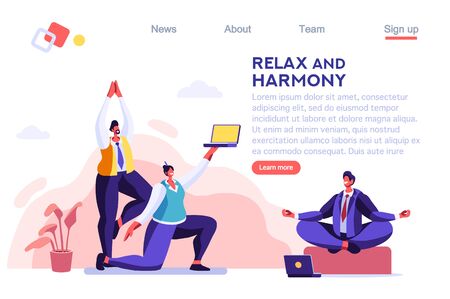 Emotional Job, Achievement Focus, Sport Relax, Meditation. Lifestyle. Office Health. Concept for Web Banner, Infographics, Hero Images. Flat Vector Illustration Isolated on White Background.のイラスト素材
