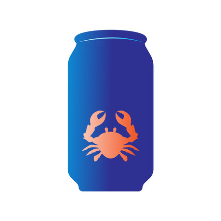 Crab in can icon. Flat color design. Vector illustration.のイラスト素材