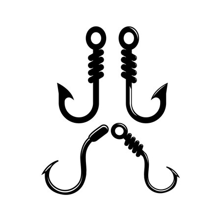 Fishing hook icon. Fishing tackle. Vector illustration isolated on white background.のイラスト素材