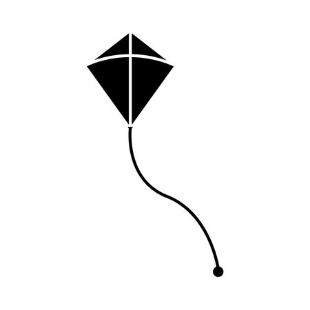 kite flying toy icon vector illustration design graphic flat style black and whiteのイラスト素材