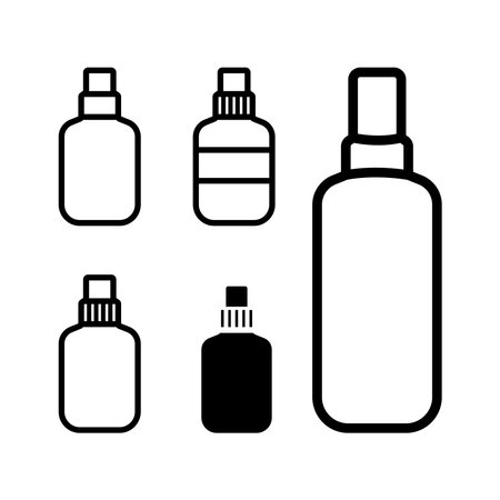 Set of cosmetic bottles. Vector illustration in black and white colors.のイラスト素材