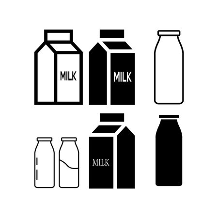Milk icons set on white background. Milk bottle vector illustration.のイラスト素材