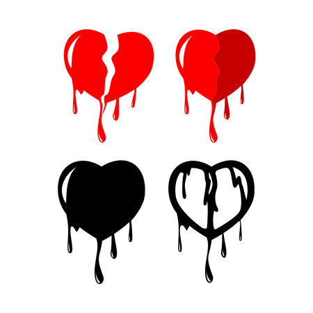 Bloody heart vector icon set on white background. Vector illustration.のイラスト素材
