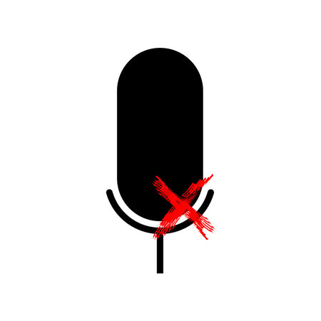 No Microphone Icon. Flat Color Design. Vector Illustration.のイラスト素材