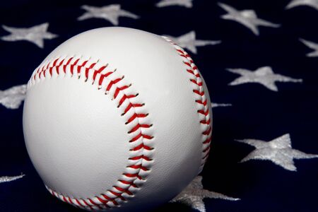 Baseball close-up on flagの写真素材