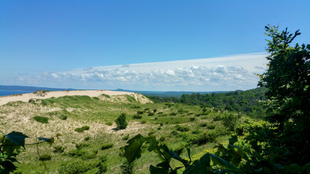 Scenic view of people hiking around Pyramid Pointの写真素材