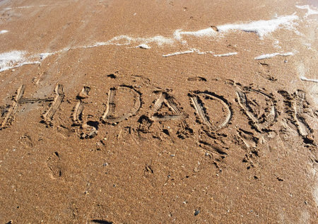 written in the sandの写真素材