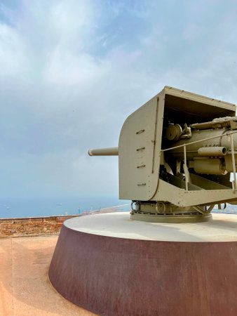 Montjuic Castle Cannon on Turretの写真素材
