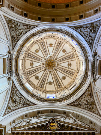 Valencia Cathedral Dome with Ornate Detailsの写真素材