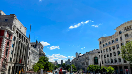 Gran Via Street View, Madrid Skylineの写真素材