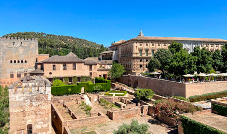 Alhambra Palaces and Gardens Panoramaの写真素材