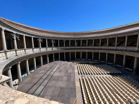 Charles V Palace Courtyard: Upper Level Viewの写真素材