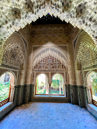 Title: Alhambra Room with Ornate Arches and Viewsの写真素材