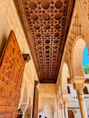 Intricate Moorish Architecture in Alhambra Palaceの写真素材