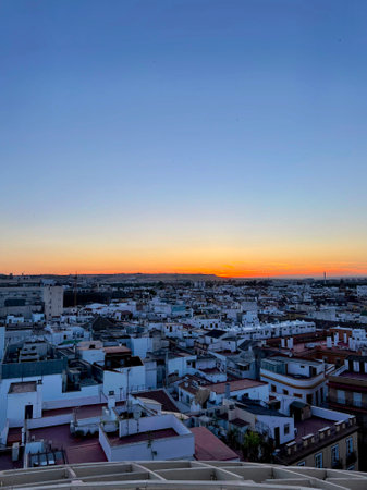 Seville Rooftops at Soft Sunrise Glowの写真素材