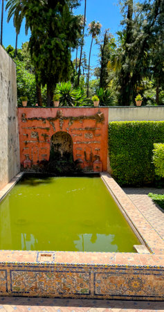 Alcazar Pond with Ornate Tilesの写真素材