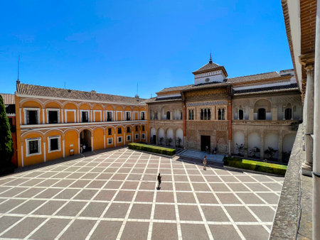 Alcazar Courtyard: Geometric Tiles and Architectureの写真素材