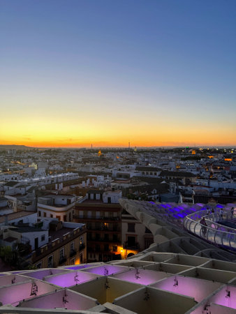 Seville Dusk Panorama from Metropol Parasolの写真素材