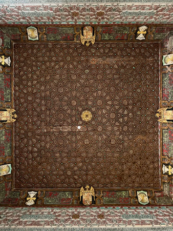 Alcazar Ceiling: Intricate Moorish Star Designの写真素材