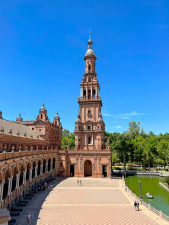 Plaza de Espana Tower Overlooking Courtyardの写真素材