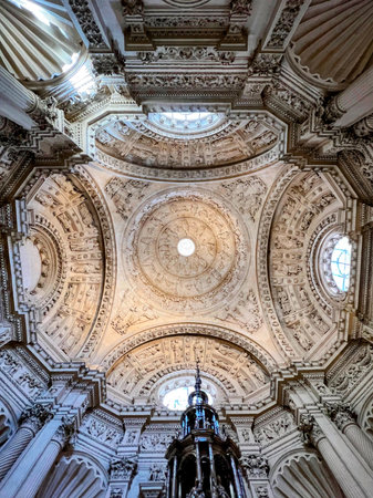 Seville Cathedral Dome: Ornate Plasterwork Detail