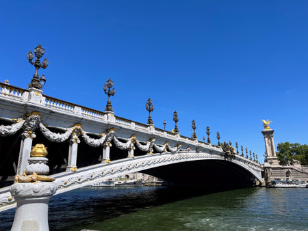 Pont Alexandre III: Ornate Paris Bridgeの写真素材