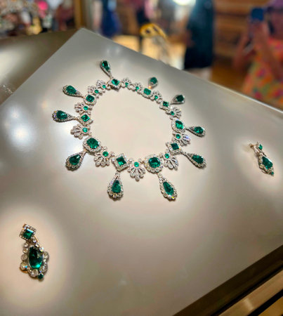 Emerald and Diamond Necklace and Earring Setの写真素材