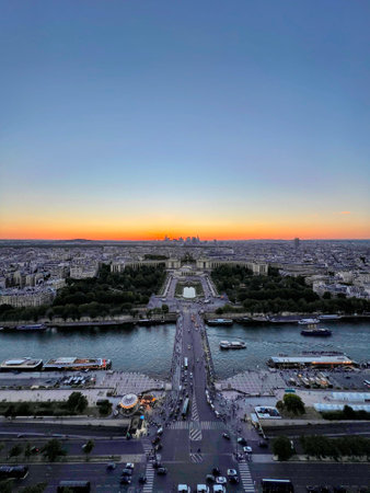 Paris at Sunset over the Seineの写真素材