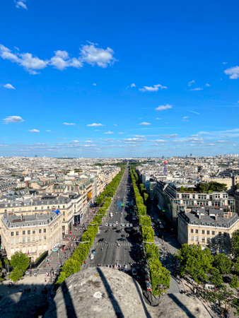 Iconic Champs-Elysees Stretching Through Parisの写真素材