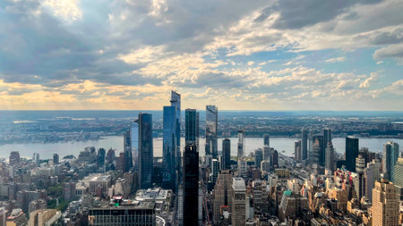 Manhattan Skyline and Hudson River Viewの写真素材