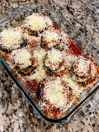 Eggplant Parmesan Ready to Bakeの写真素材