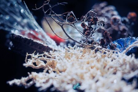 New year christmas handmade ornaments composition craft backgroundの写真素材