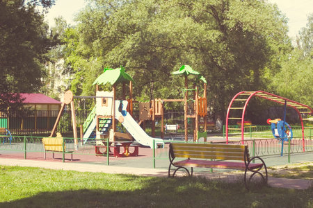 Summer colorful playground outdoors activity equipment background