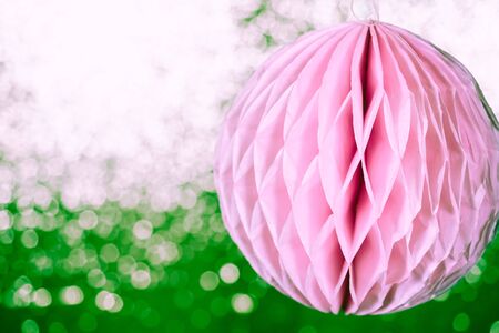 Close up origami honeycomb pom-pom paper ball christmas decoration backgroundの写真素材
