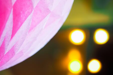 Close up origami honeycomb pom-pom paper ball christmas decoration backgroundの写真素材