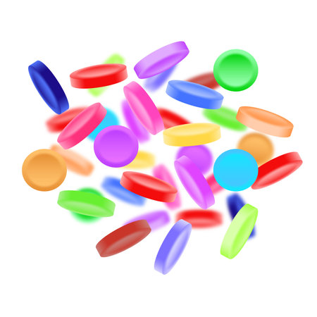 Sweet, tasty, colorful candies on white backgroundの写真素材