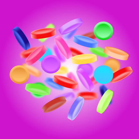 Sweet, tasty, colorful candies on purple backgroundの写真素材