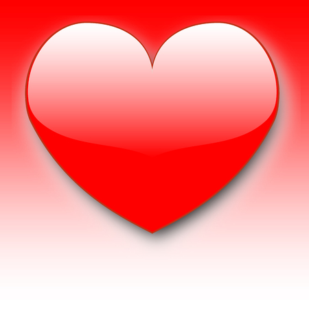 Lovely red heart with glossy area on red and white gradient backgroundのイラスト素材