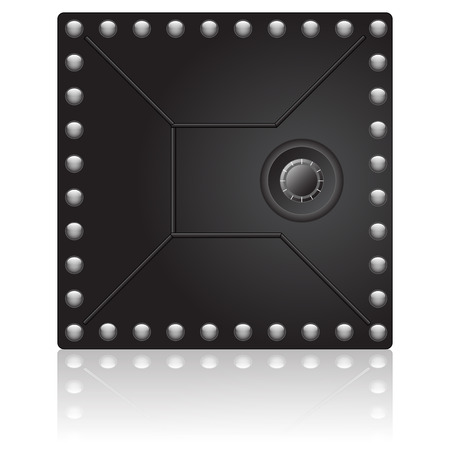 Black vault door with reflex on white backgroundのイラスト素材