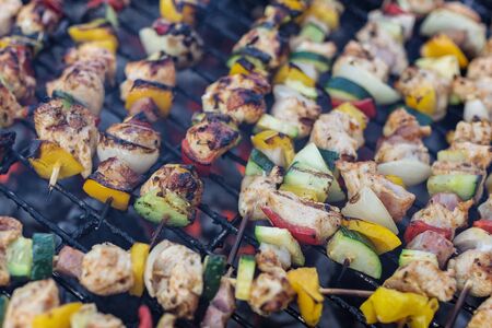 Grill barbecue party in gardenの写真素材