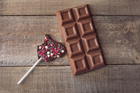 Chocolate on wooden board
