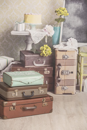 Stack of suitcasesの写真素材