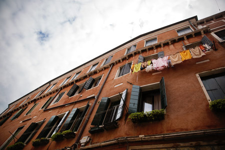 Traditional Venice windows and buildings.の写真素材