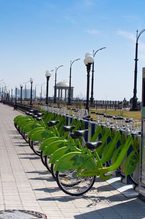 The Urban rentable bike in parkingの写真素材