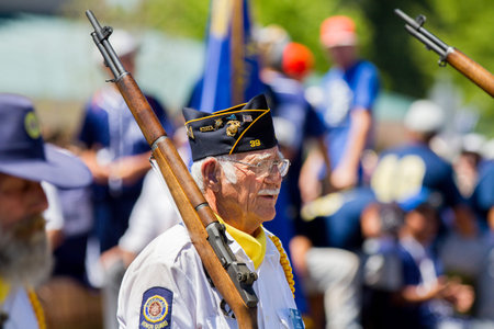 MIDDLETON, IDAHO - JULY 4: Pat Oatman of post 39 with the American legion on parade in Middleton,...