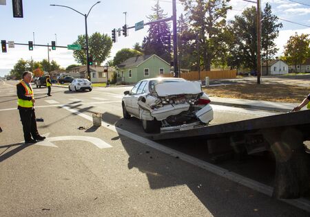 Car that was totaled out due to an accidentのeditorial素材