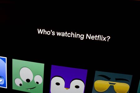 time for netflix on the tv to relaxのeditorial素材