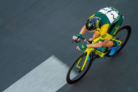 Lone biker during the Boise Twilight Criteriumのeditorial素材