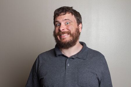 very happy man with a very big smileの写真素材